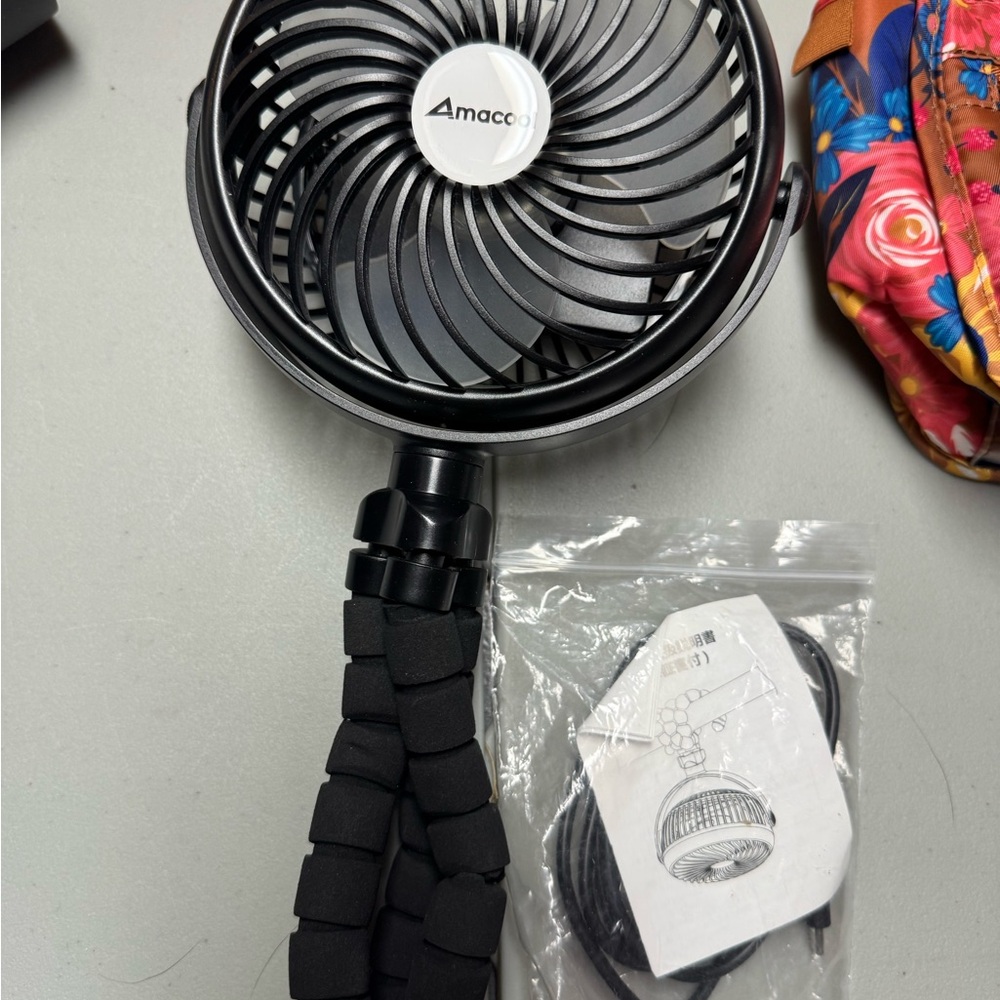 Amazon Kids Black Flexible Tripod Handheld Fan